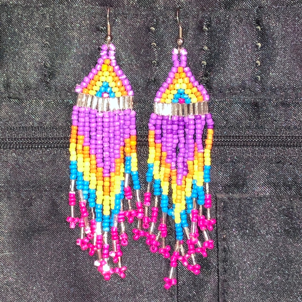 South Western Beaded Dangle Earrings New Rainbow
